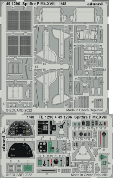 Detailset Supermarine Spitfire F. MKXVIII (Airfix) E49-1296