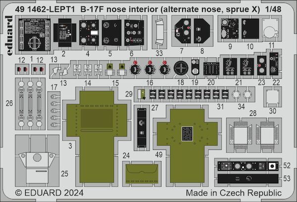 Detailset B17F Flying Fortress Nose Interior for alternate nose, sprue X (Eduard/ Hong Kong Models) E49-1462
