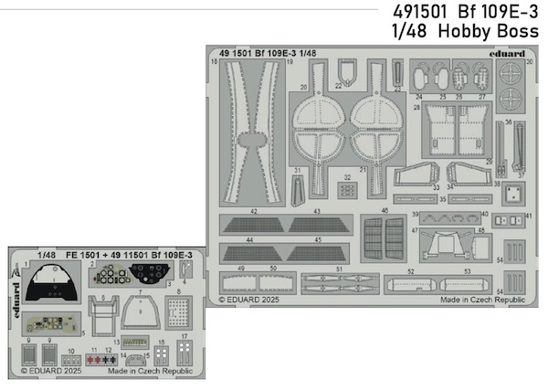 Detailset Messerschmitt Bf109E-3 (Hobby Boss) E49-1501