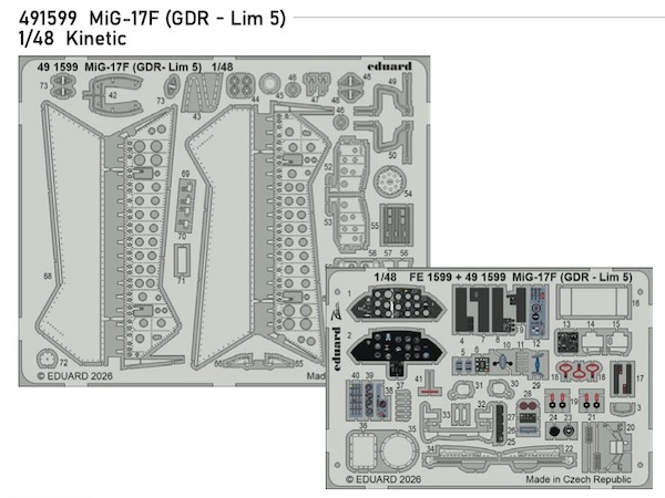 Detailset Mikoyan MiG-17F GDR - Lim 5) (Kinetic / Ammo) E49-1599