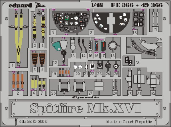Detailset Spitfire MKIXc/XVIe (AIRFIX)  E49-366