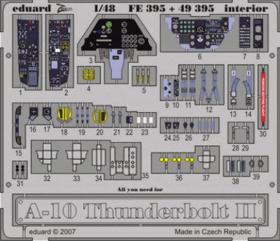 Detailset Fairchild A10A Thunderbolt II Interior (Hobby Boss) E49-395
