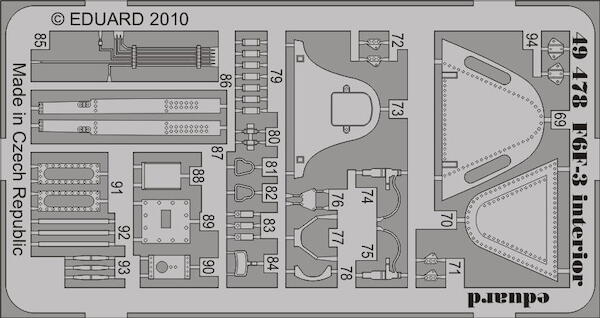 Detailset Grumman F6F-3 Hellcat Interior - Self Adhesive (Hobby Boss)  E49-478