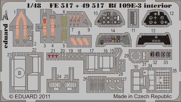 Detailset Messerschmitt BF109E-3 Self Adhesive (Airfix)  E49-517