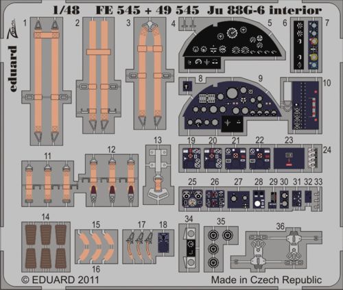 Detailset Junkers Ju88G-6 Interior Self Adhesive (Dragon)  E49-545