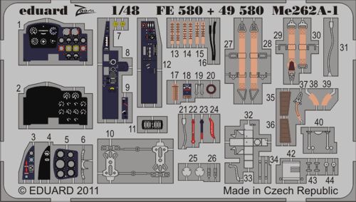 Detailset Messerschmitt Me262A-1A Self Adhesive detail set (Hobby Boss)  E49-580