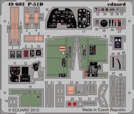 Detailset P51D Mustang Interior Self Adhesive (Hobby Boss)  E49-603