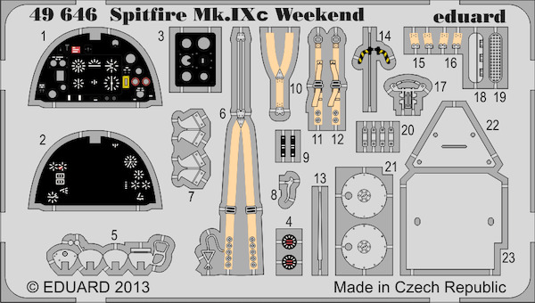 Detailset Supermarine Spitfire MKIX Interior Self Adhesive (Eduard) E49-646