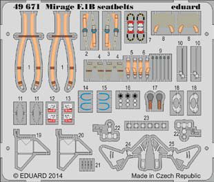 Detailset Mirage F1B Seat Belts (Kitty Hawk)  E49-671