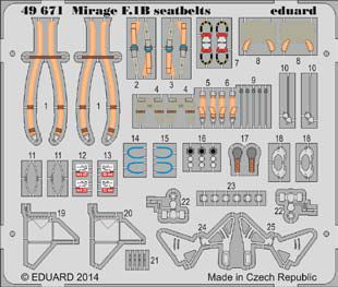 Detailset Mirage F1B Seat Belts (Kitty Hawk) E49-671