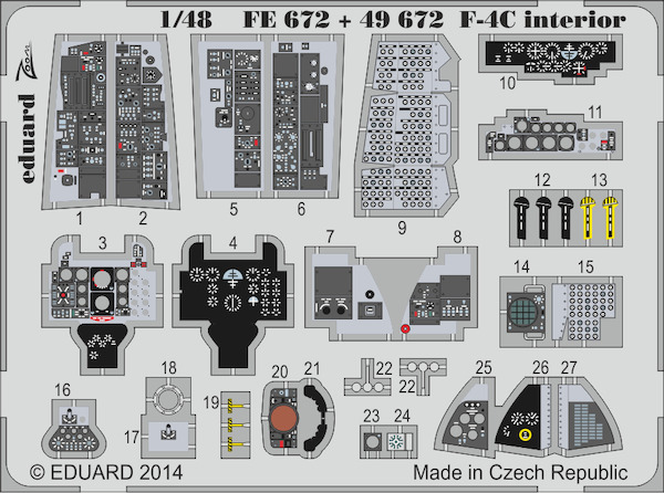 Detailset F4C Phantom Interior Self Adhesive (Academy) E49-672