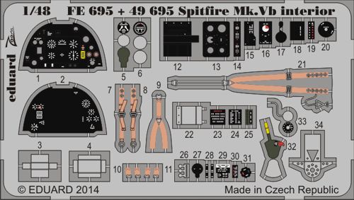 Detailset Spitfire MKVb Interior Self adhesive (Airfix)  E49-695