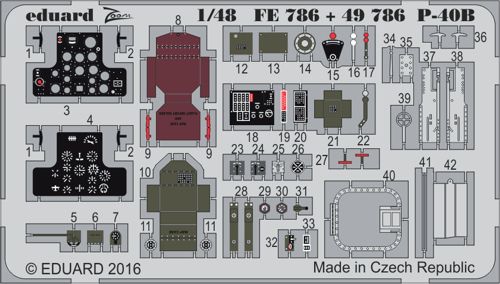 Detailset Curtiss P40B Tomahawk (Airfix) E49-786