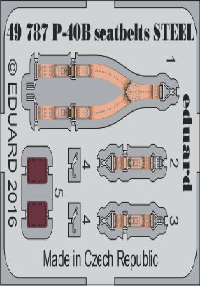 Detailset Curtiss P40B Tomahawk Seatbelts - STEEL- (Airfix)  E49-787