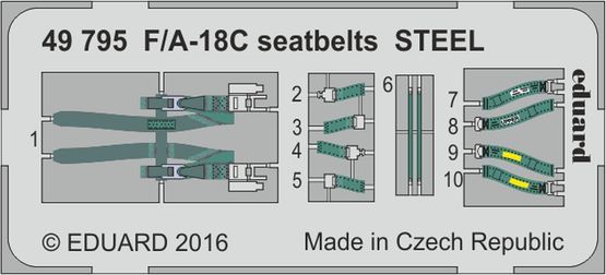 Detailset F/A18C Hornet Seatbelts (Steel) (Kinetric) E49-795
