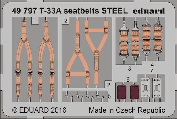 Detailset Lockheed T33A T'Bird Seatbelts - STEEL- (Great Wall)  E49-797