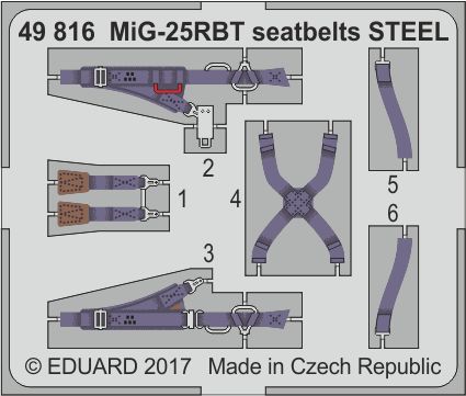 Detailset Mikoyan MiG31RBT Foxbat Seatbelts (Hobby Boss)  E49-816