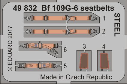 Detailset Messerschmitt BF109G-6 Seatbelts - STEEL- (Zvezda)  E49-832