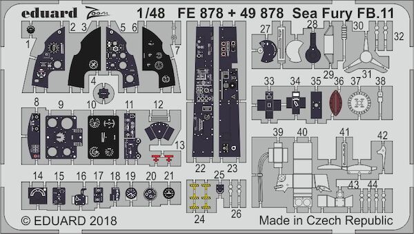 Detailset Sea Fury FB11 Interior set (Airfix) E49-878