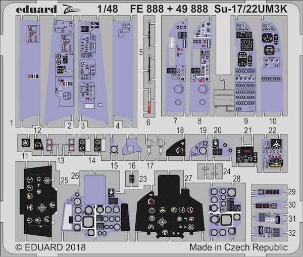 Detailset Suchoi Su17/22UM3K Fitter Interior (Kitty Hawk) E49-888