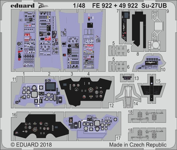 Detailset Sukhoi Su27UB Flanker B Interior (Hobby Boss) E49-922