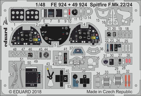 Detailset Spitfire MK22/24 Interior (Airfix)  E49-924