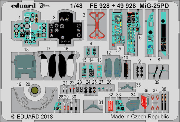 Detailset Mikoyan MiG25PD Foxbat interior (ICM/Revell) E49-928