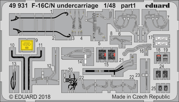 Detailset F16C/N Fighting Falcon Undercarriage (Tamiya) E49-931