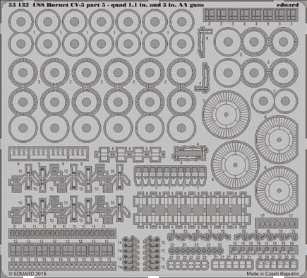 Detailset USS Hornet CV8 Part 5 - AA Quad and 5 inch guns (Merit)  E53-132