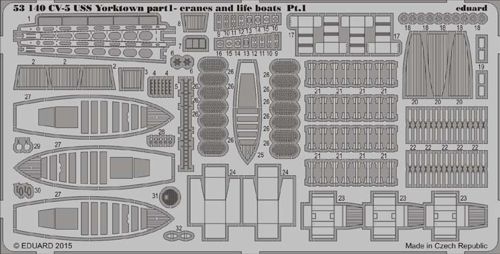 USS CV5 Yorktown part 1 - Cranes and lifeboats (Merit)  E53-140