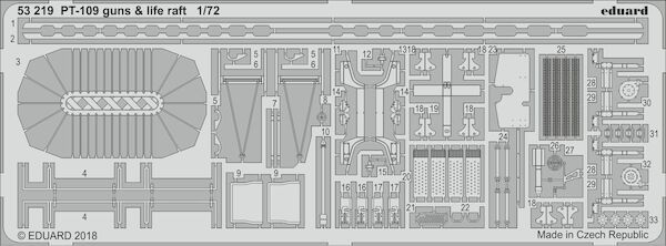 Detailset PT109 Guns and life raft (Revell)  E53-219