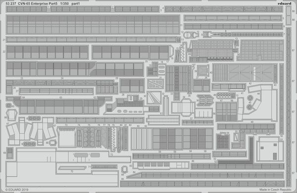 Detailset CV65 USS Enterpise pt 5; Railing and radar details (Tamiya) E53-237