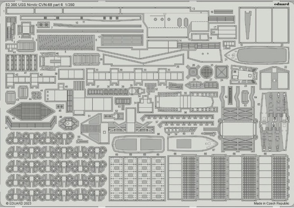 Detailset USS Nimitz CVN68 Part 6 cranes, Blast shields, rescue boats (Trumpeter)  E53-300