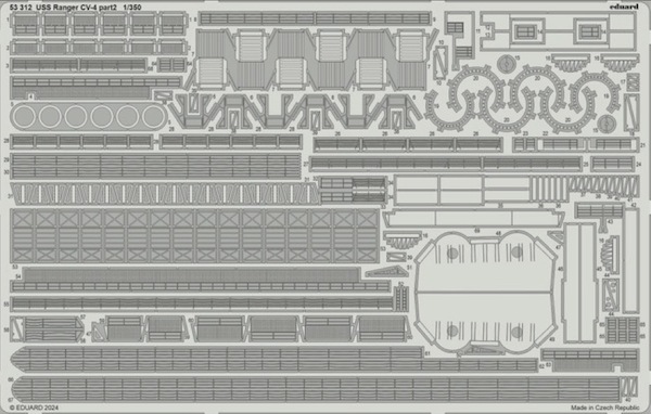 Detailset USS Ranger CV4 Part 2 Railings, armament (Trumpeter)  E53-312