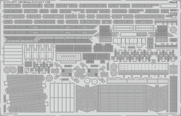 Detailset USS Midway CV41 Part 2 Railings, armament Radar(Trumpeter) E53-315