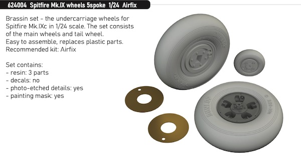 Spiftire MKIXc wheels 5 spoke (Airfix) e624004