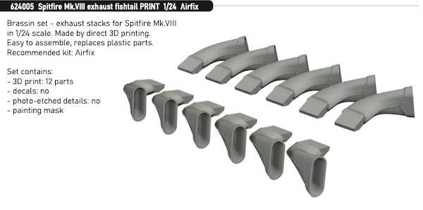Spiftire MKVIII Fishtail Exhausts (Airfix)  e624005