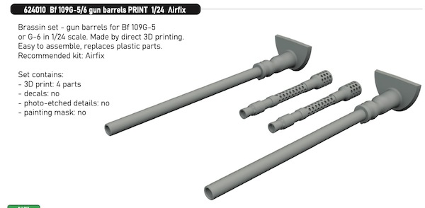 Messerschmitt Bf109G-5/6 Gun Barrels (Airfix) e624010