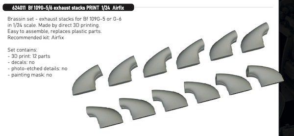 Messerschmitt Bf109G-5/6  Exhaust Stacks (Airfix)  e624011
