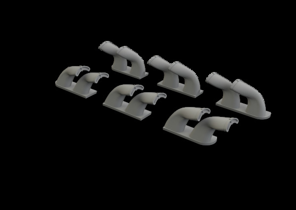 Curtiss P40 Exhaust stacks Fishtail (Eduard, Hasegawa)) E632139