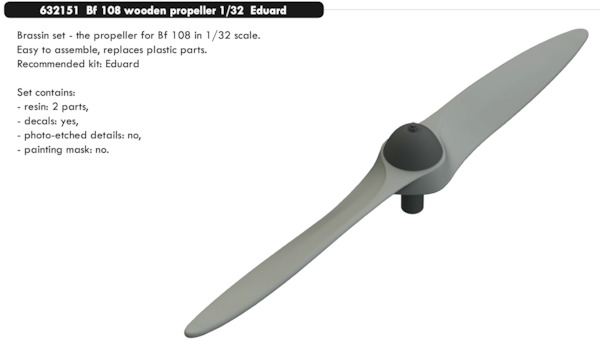 Messerschmitt Bf108 Wooden propeller (Eduard) E632151