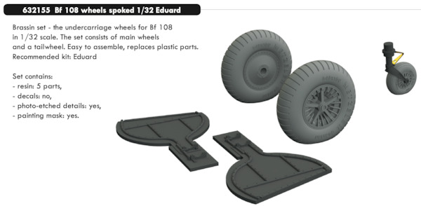 Messerschmitt Bf108 Wheels Spoked (Eduard)  E632155