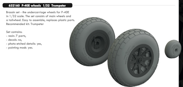 Curtiss P40E Warhawk Wheels (Trumpeter) E632160
