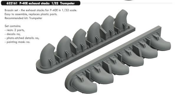 Curtiss P40E Warhawk Exhausts (Trumpeter) E632161