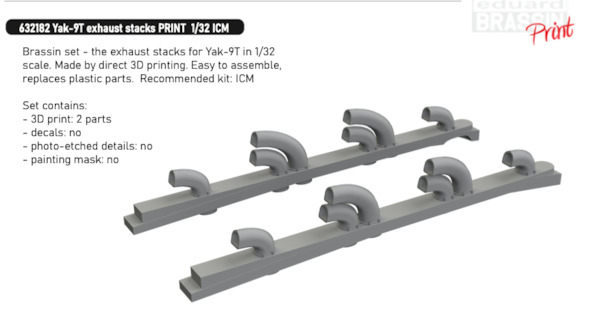 Yakovlev Yak9T Exhausts (ICM)  E632182