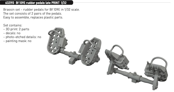 Messerschmitt BF109E Rudder Pedals - Late (Eduard)  E632193