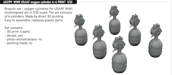 WWII USAAF oxygen tanks A4 (6x) E632199