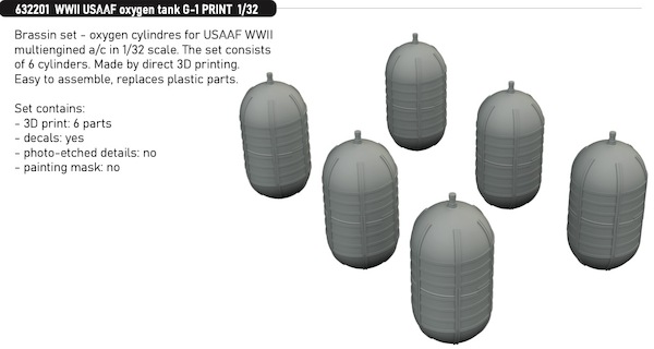 WWII USAAF oxygen tanks G1 (6x) E632201