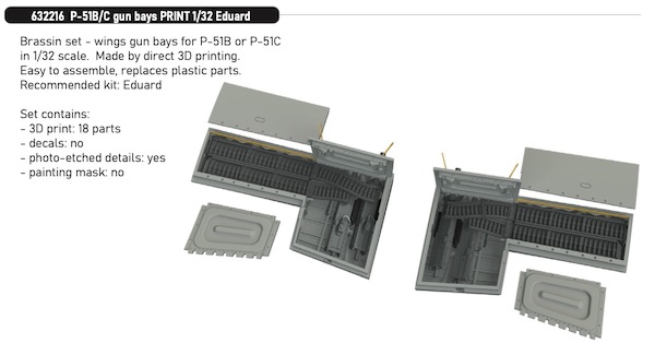 P51B/C Mustang Gun Bays (Eduard) E632216