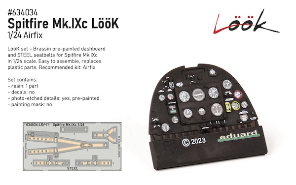Supermarine Spitfire MKIXcv Lk Instrument Panel and seatbelts (Airfix)  E634034